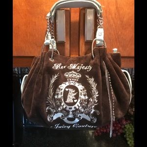 Juicy Couture Velour Handbag Black/Aqua